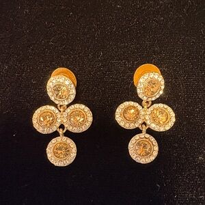 Elegant Amber and Rhinestone Earrings